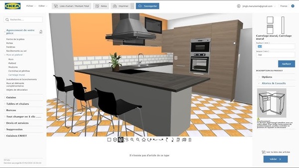 Planification de cuisine sur plan 3D IKEA par IMMOPRESTA